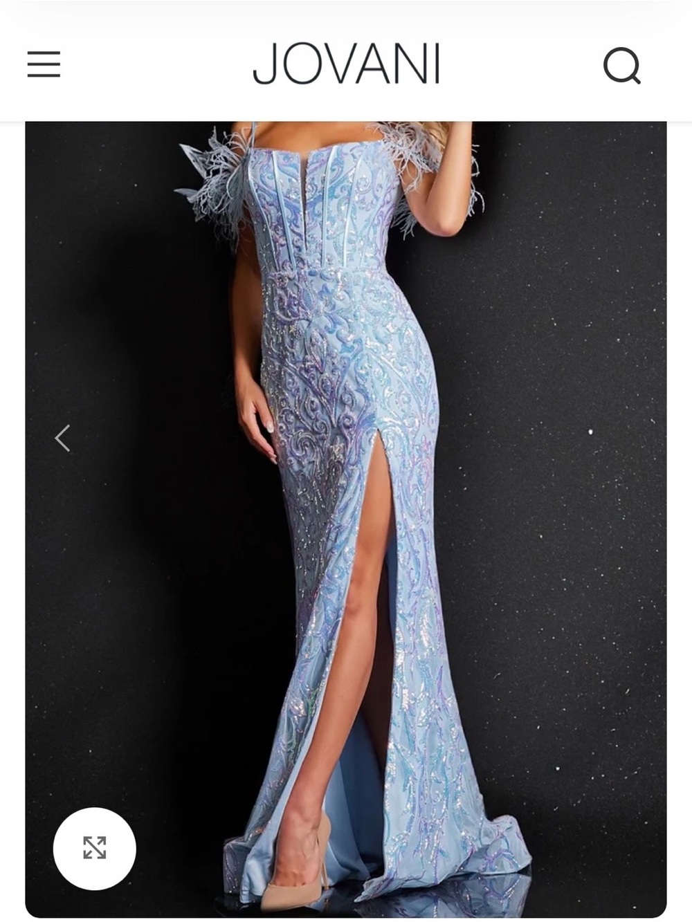 Jovani Style #36419, Stunning Ice Blue off the Shoulder Gown.     (NWT)